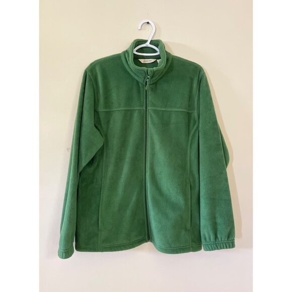 St. John's Bay Mens Large Green Fleece Jacket Full Zip Vintage Zipped Pockets - Picture 1 of 6